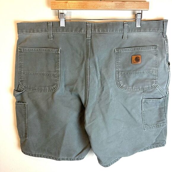 Carhartt VTG Olive Green Leather Patch Canvas Carpenter Shorts Men’s 44 x 8 Read - Picture 5 of 10